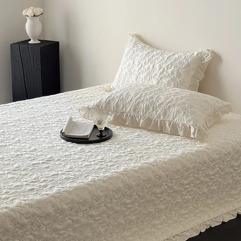 Elegant Cotton Quilt Bedspread Set - Cooling Lightweight 3PC/1PC Summer Quilted Bed Cover Blanket for Bed Decor Comforter 3