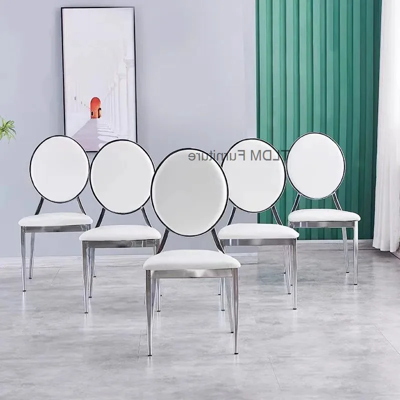 Chair Banquet Chair, High-End Restaurant Chair, Electroplated Silver Dining Table Chair for Private Rooms Restaurant Muebles