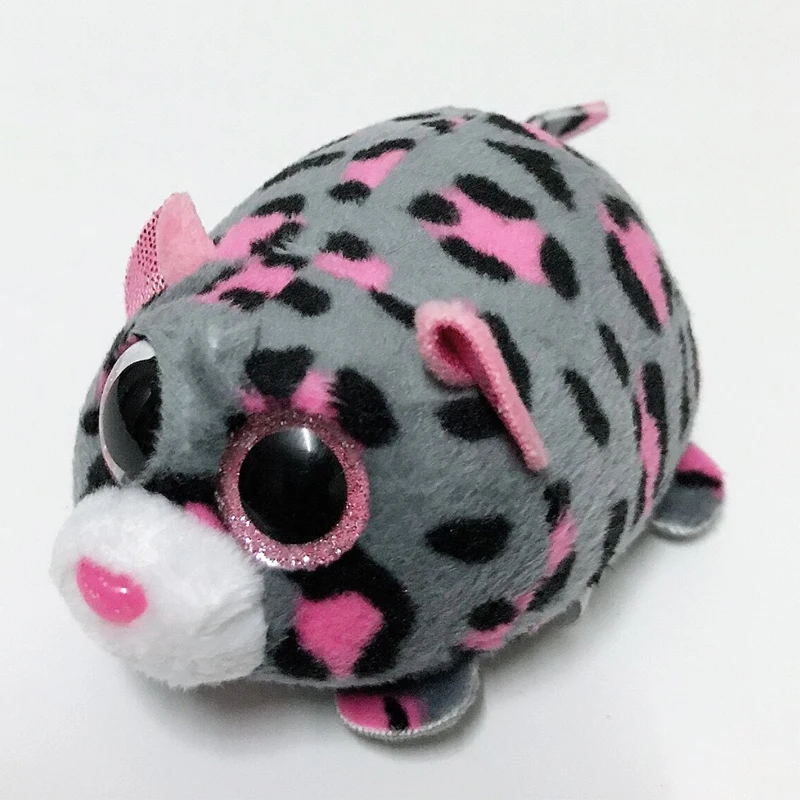 10cm Teeny Ty Beanie Big Eyes  Phone Screen Wipe Stuffed Mini Plush Toy Doll Gray Leopard Miles Children Christmas Gifts