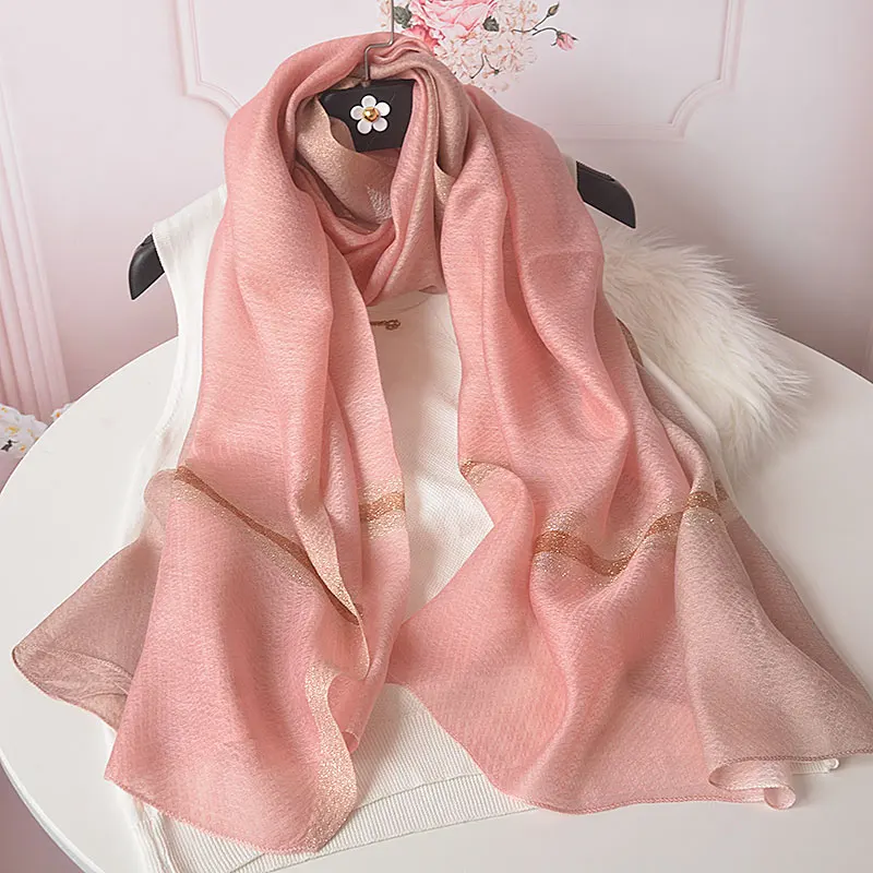 

New Neck Scarf Women's Plain Gradient Silk Shawls Winter Scarves Lady Bandanas Foulard Hijab Luxury Brand Fashion 2023