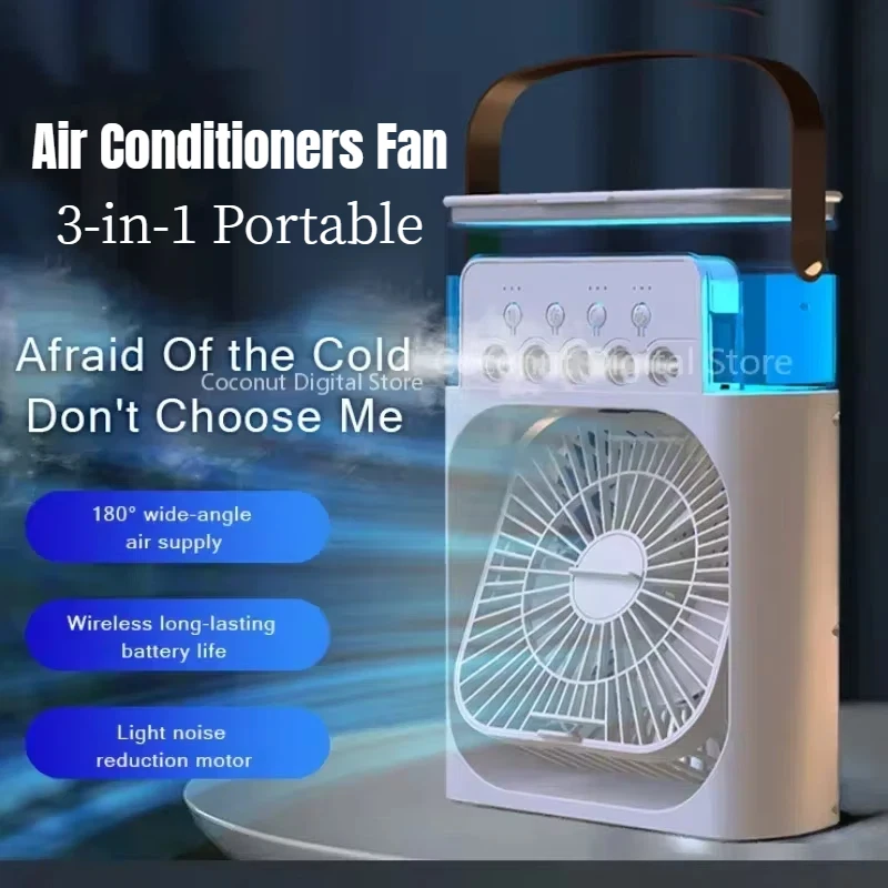 Портативный вентилятор Xiaomi 3-в-1, вентилятор для кондиционеров со светодиодным ночником, бытовой небольшой воздухоохладитель для офиса, дома, регулируемый вентилятор