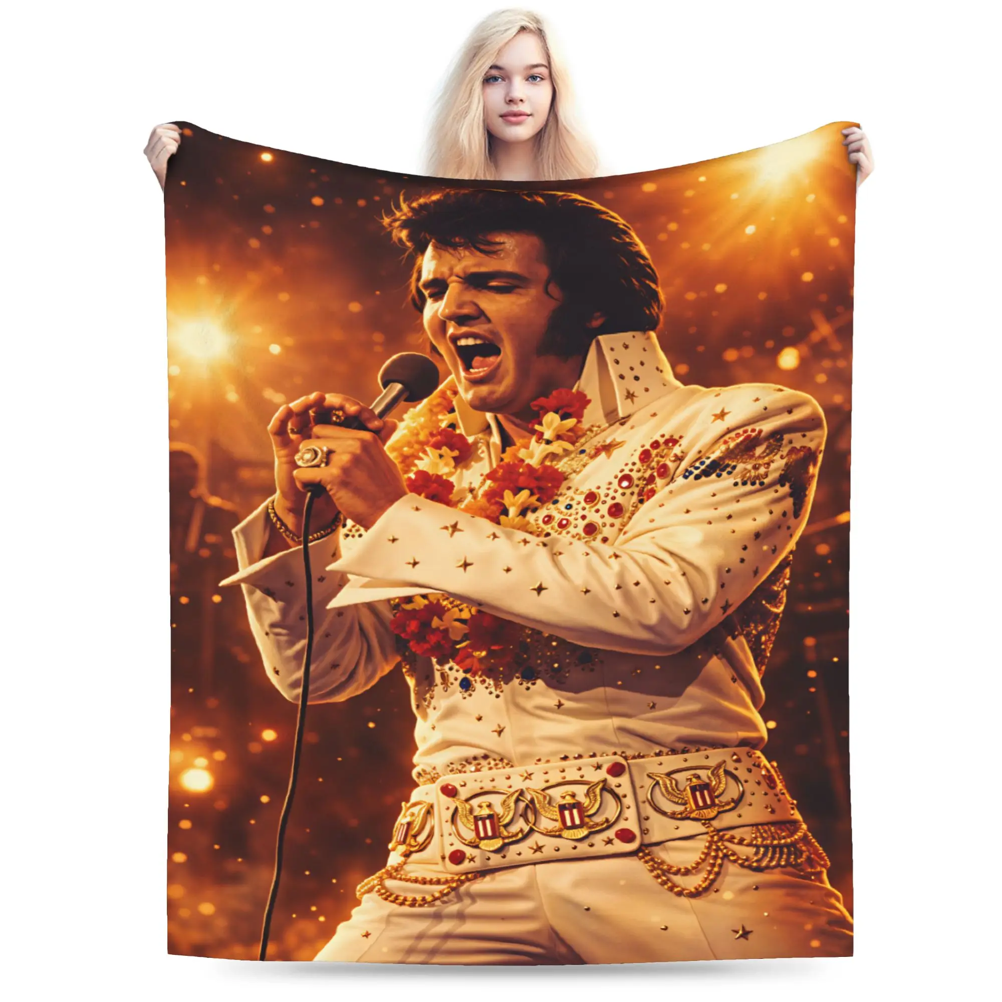 E-Elviss Singer Soft Blanket  Graphic Travel Office Throw Blanket Living Room Flannel Bedspread Sofa Bed Cover