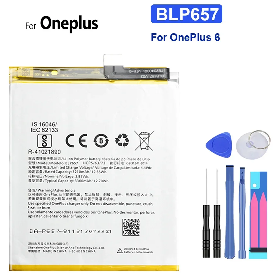 Phone Battery BLP657 for OnePlus 6 for OnePlus6 for One Plus 1 + 6T 7 6 5T 3 3T 2 1 A0001, Batterij, Track Code