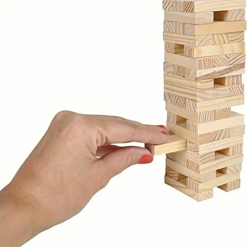 قطعة واحدة من كتل Jenga 54 الكلاسيكية، يطرق، هيكل متين |   ديكور غرفة اللعبة، مناسب للحفلات