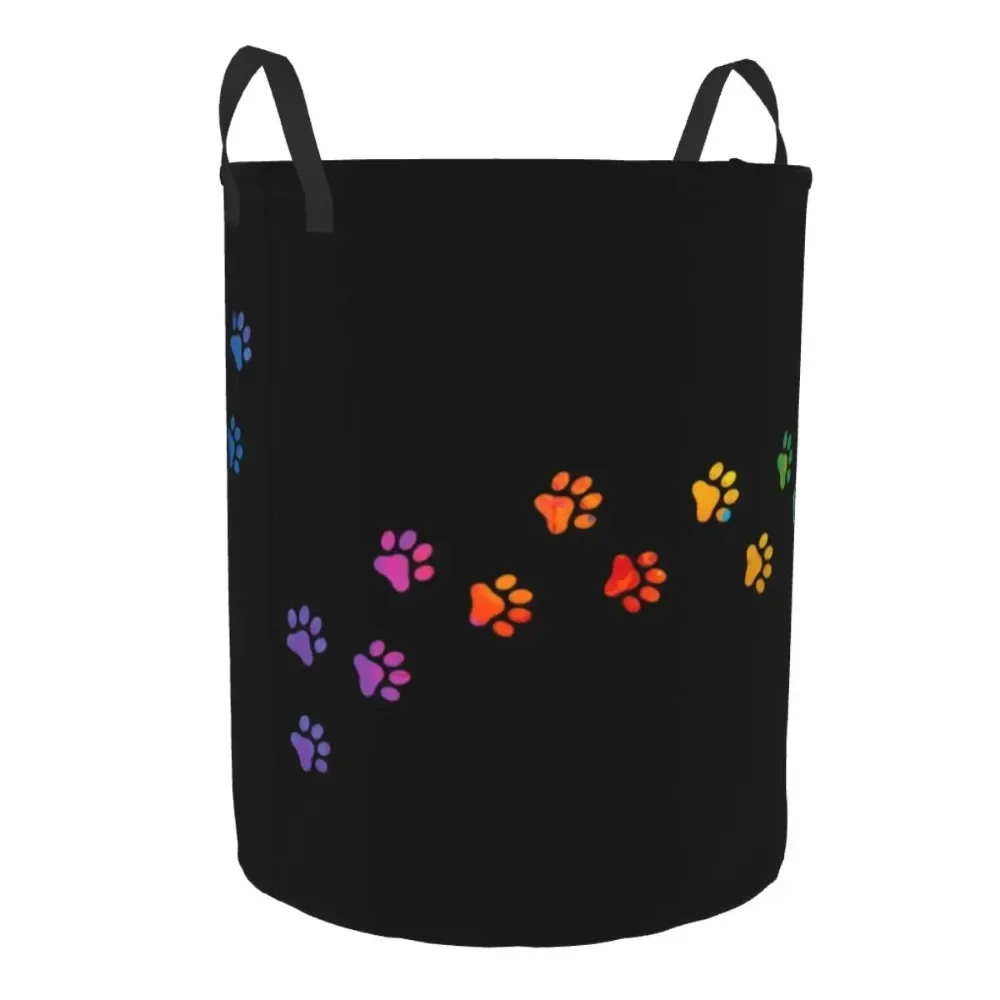 Colorful Dog Paw Laundry Basket Collapsible Large Clothes Storage Bin Baby Hamper