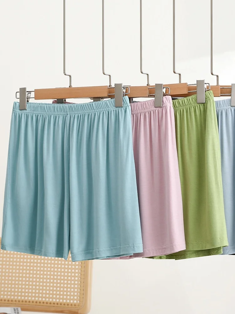 

Шорты с высокой талией, повседневные, из модала, женские, летние, тонкие, для дома, для сна, однотонные, для улицы, прямые, спортивные брюки