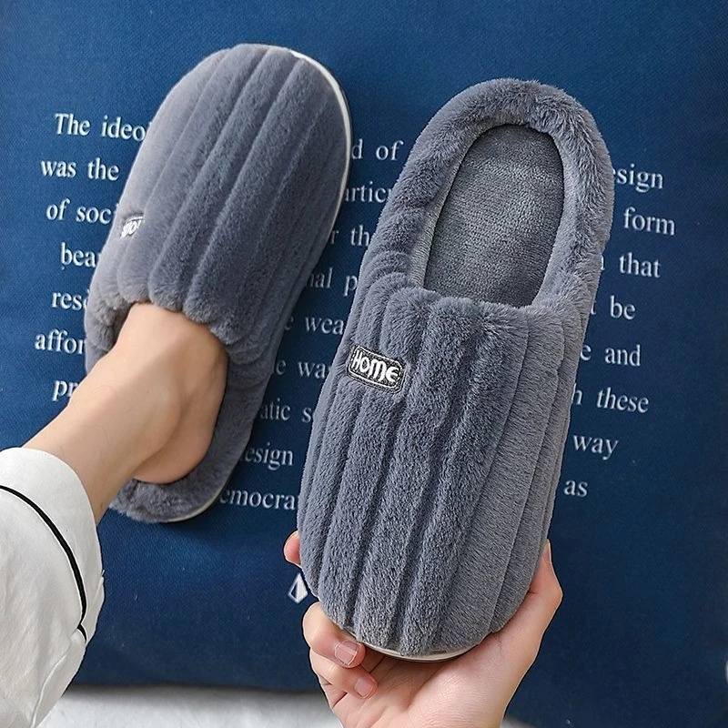 

2025 New Men's Winter Warm Indoor Non Slip Plush Cotton Slippers Home Fleece Lined Slipper Comfortable Footwear for Men