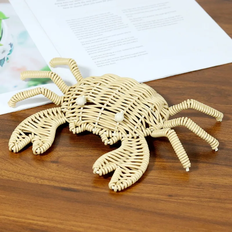Handmade Rattan Weaving Wall Decor Ocean Series Hanging Ornaments with Seahorse Crab Tropical Fish for Home Beach House Decor