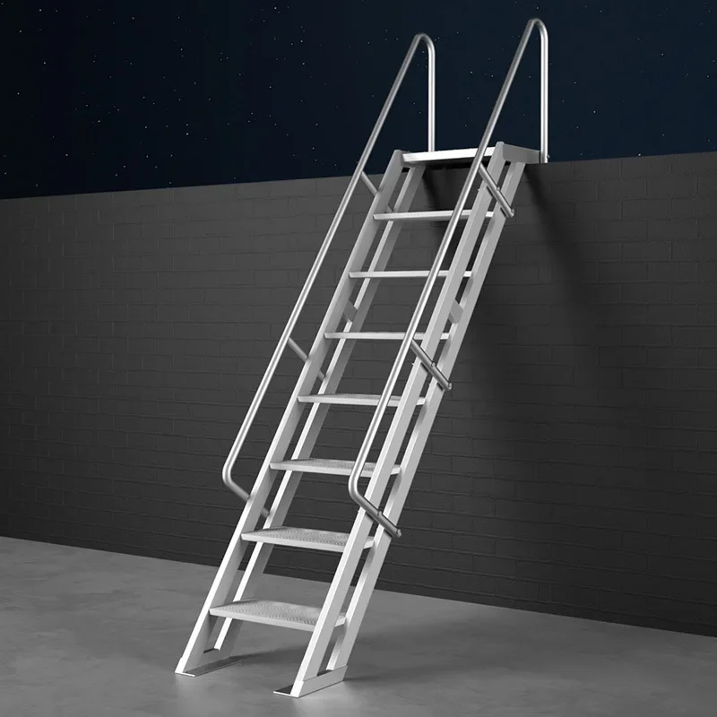 Aluminum alloy welded ladder foundation pit  roof outdoor safety handrail ladder fire climbing