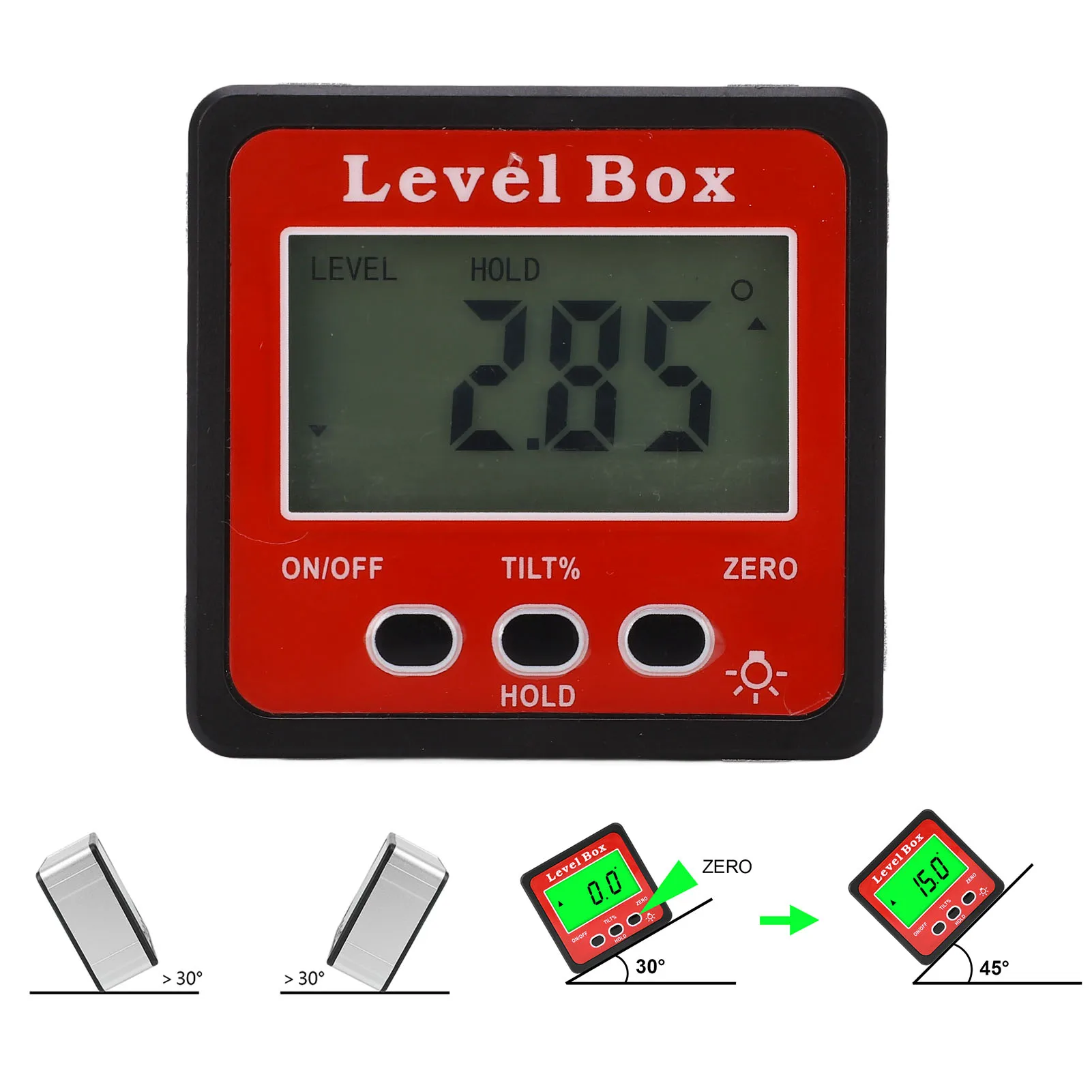 Digital Angle Gauge Level Box Accurate Magnetic Portable Size Protractor Inclinometer for Woodworking Construction Machinery