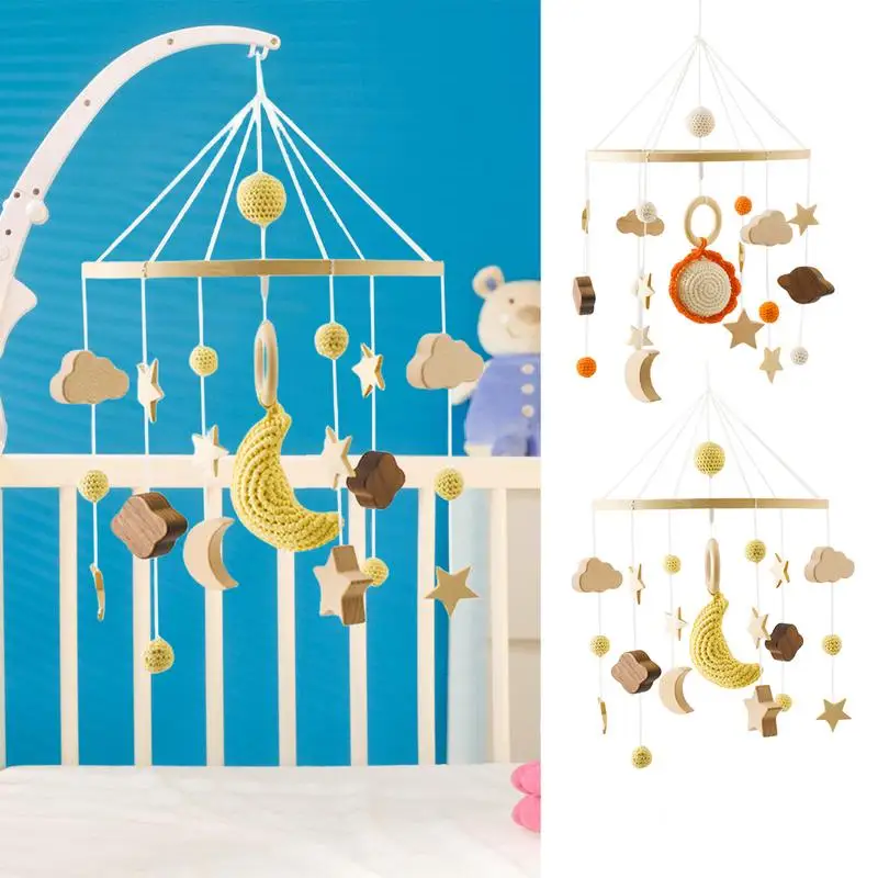 

Rotating Mobile Bed Bell Wooden Baby Crib Mobile Rattle Toy With Shape Recognition Rotating Newborn Infant Boy Toys 0-12 Months