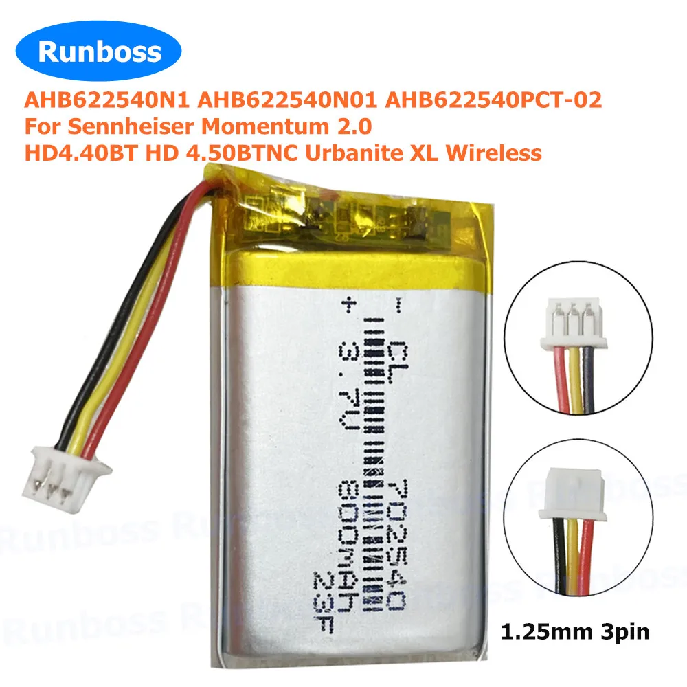 800mAh AHB622540N1 AHB622540N01 AHB622540PCT-02 For Sennheiser Momentum 2.0 HD4.40BT HD 4.50BTNC Urbanite XL Wireless Battery