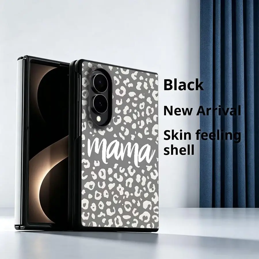 Étui de luxe pour Samsung Galaxy Z Fold8 Z Fold 8 Z Fold8 Wide ZFold Wide, motif léopard gris, avec inscription « Mom »