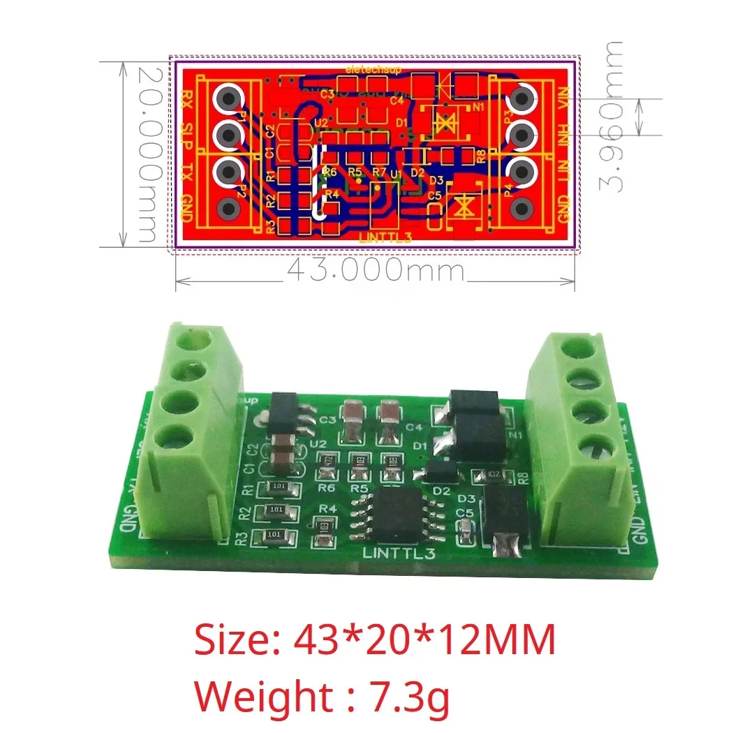 LINTTL3 TTL UART naar LIN Can Bus Converter Data Analyzer LIN 2.1/SAE J2602 Transceiver LIN Bus Master-Slave Protocol Controller