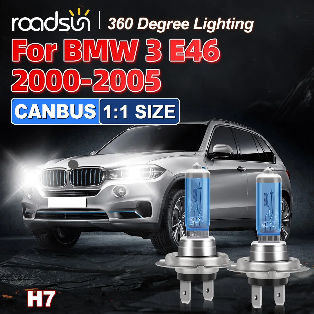 

Светодиодный галогенный фонарь H7 для BMW 3 E46 2000-2005 6000K Белый Размер 1:1, высокий низкий, простой в установке светодиодные лампы 18000Lm