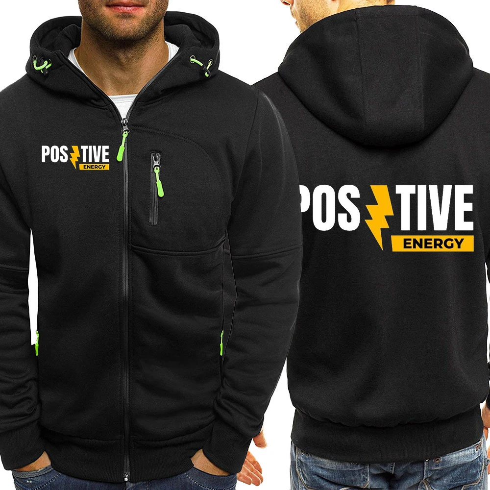Positive Graphic Logo Print Sweatshirt Coat Jacket 2026 Spring And Autumn Men's Solid Color Simple Comfortable Hoodies
