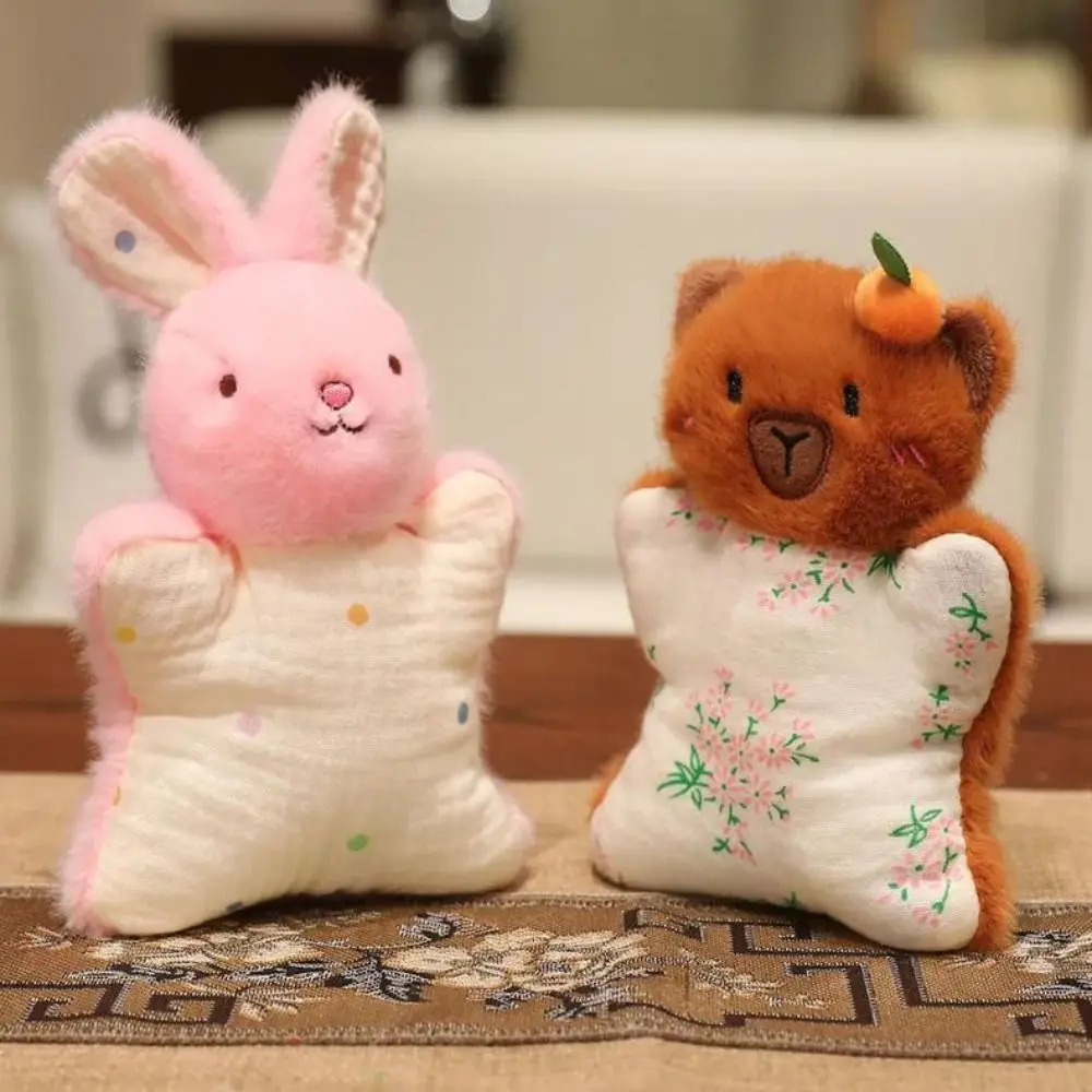 Fashione Simulation Capybara Finger Puppet Fluffy Soft Panda Plush Pendants Cartoon Kawaii Plush Rabbit Doll Pendant Jewelry