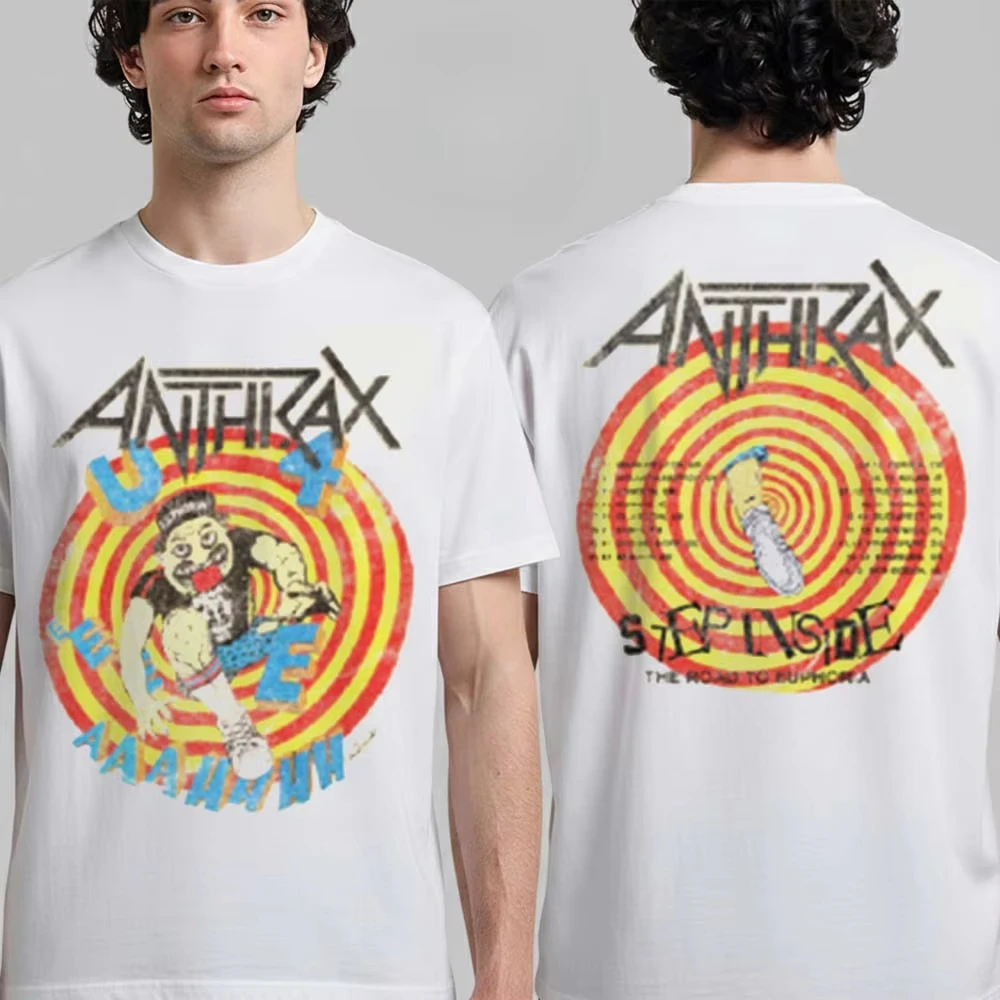 Camiseta gráfica Anthrax State of Euphoria Tour Retro Thrash Metal Streetwear Casual Unissex