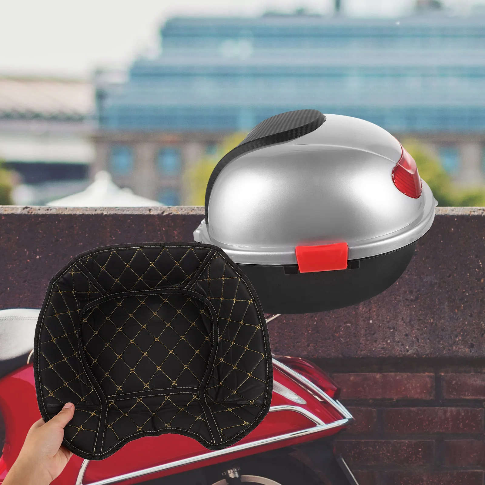 

Universal Motorcycle Scooter Tail Box Liner Pad Inner Protector Cushion Durable Pu Luggage Case Bottom Top Side Bag Fit Various