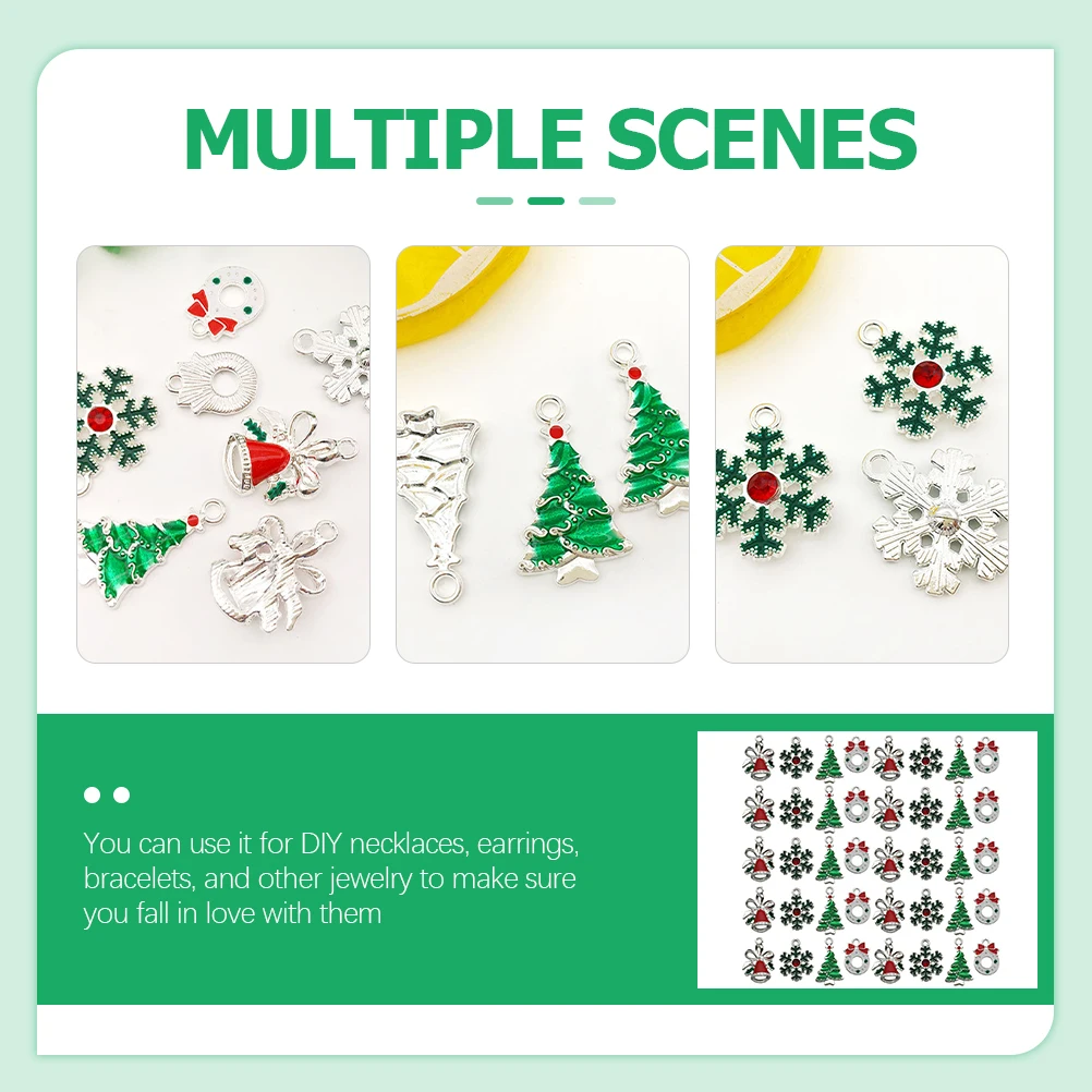 

28pcs Snowflake Bell Accessories Jewelry Making Charms for Earrings Keychain Crafts Christmas Tree Bulk Lightweight Durable