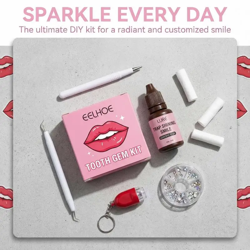 

Набор для украшения зубов: DIY-комплект для создания уникальных украшений для зубов с надежными кристаллами и светом для их фиксации, для салонного использования