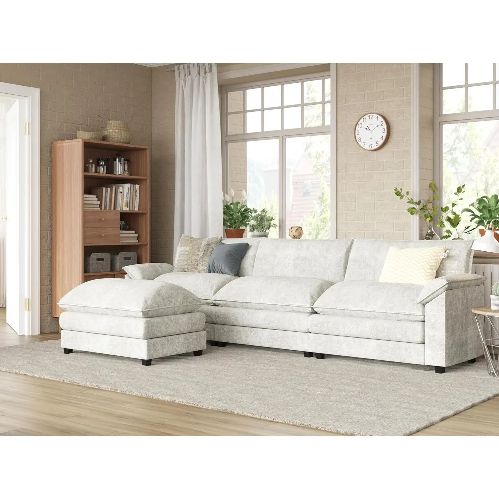 

L Shaped Sofa, 3 Seat Sofa Set with Ottoman, Modular Sectional Sofas, L Shaped Sofa