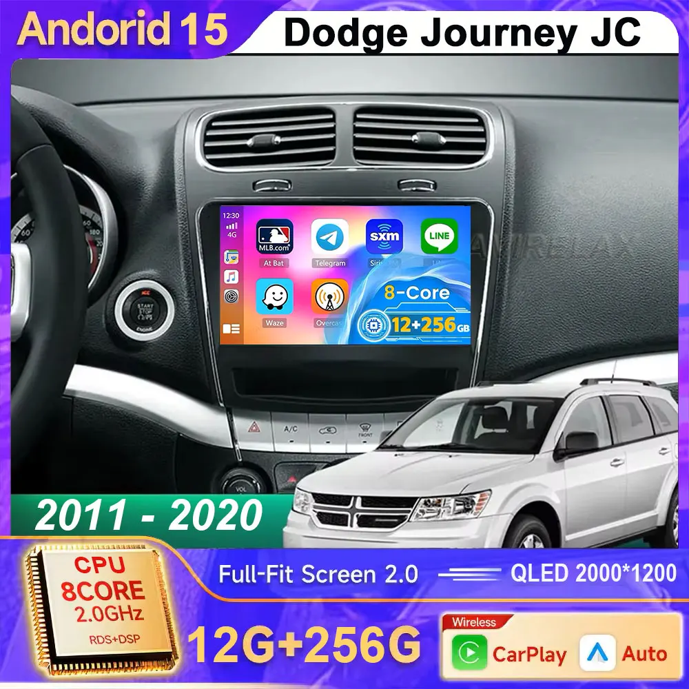 Android 15 For Dodge Journey JC 2011 - 2020 Car Radio GPS Carplay Multimedia Stereo Auto DSP BT 2din Head Unit Player Navigation