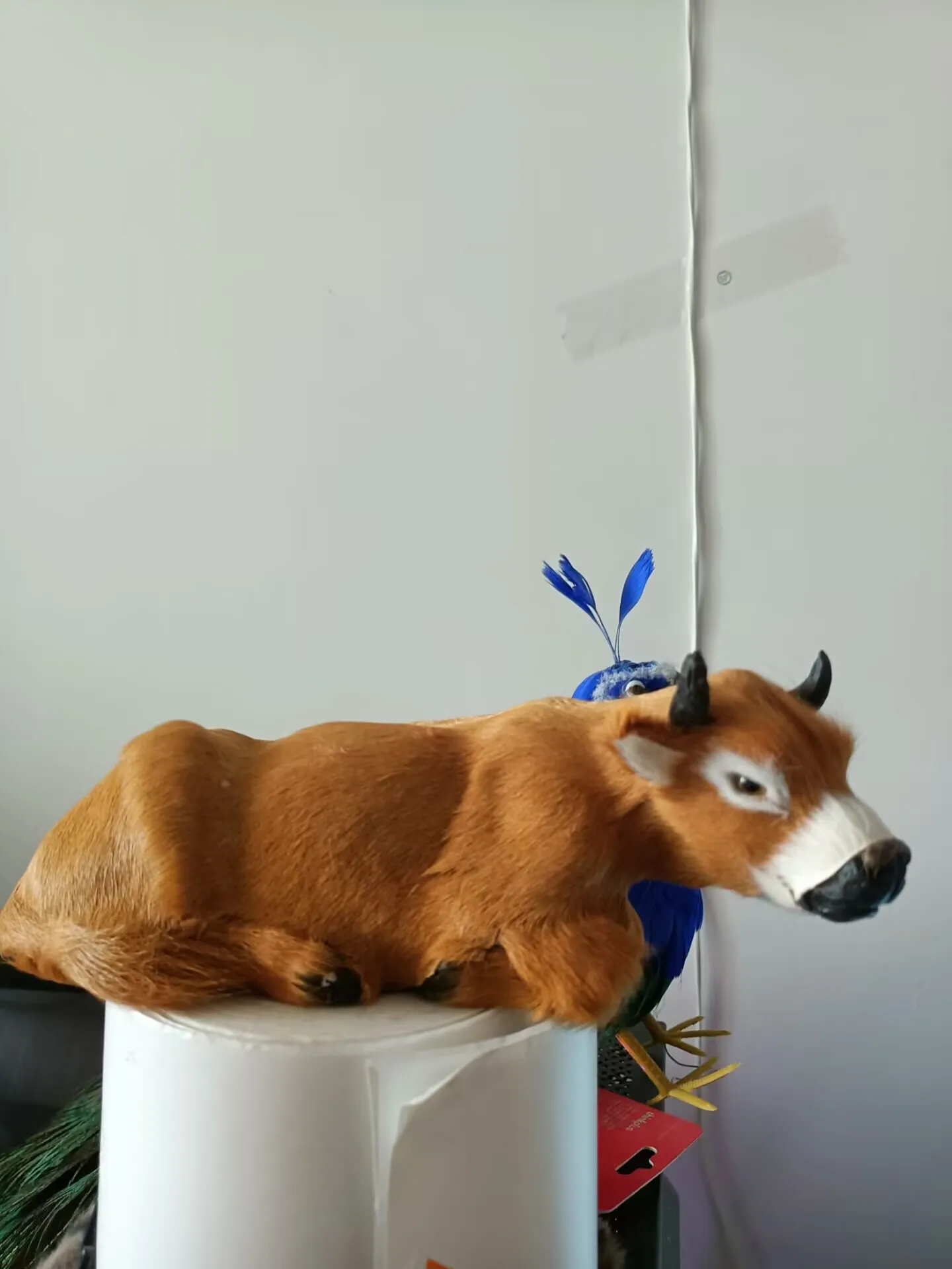 simulation kneeling cattle model plastic&fur yellow cattle home decoration gift about 25cm d0565