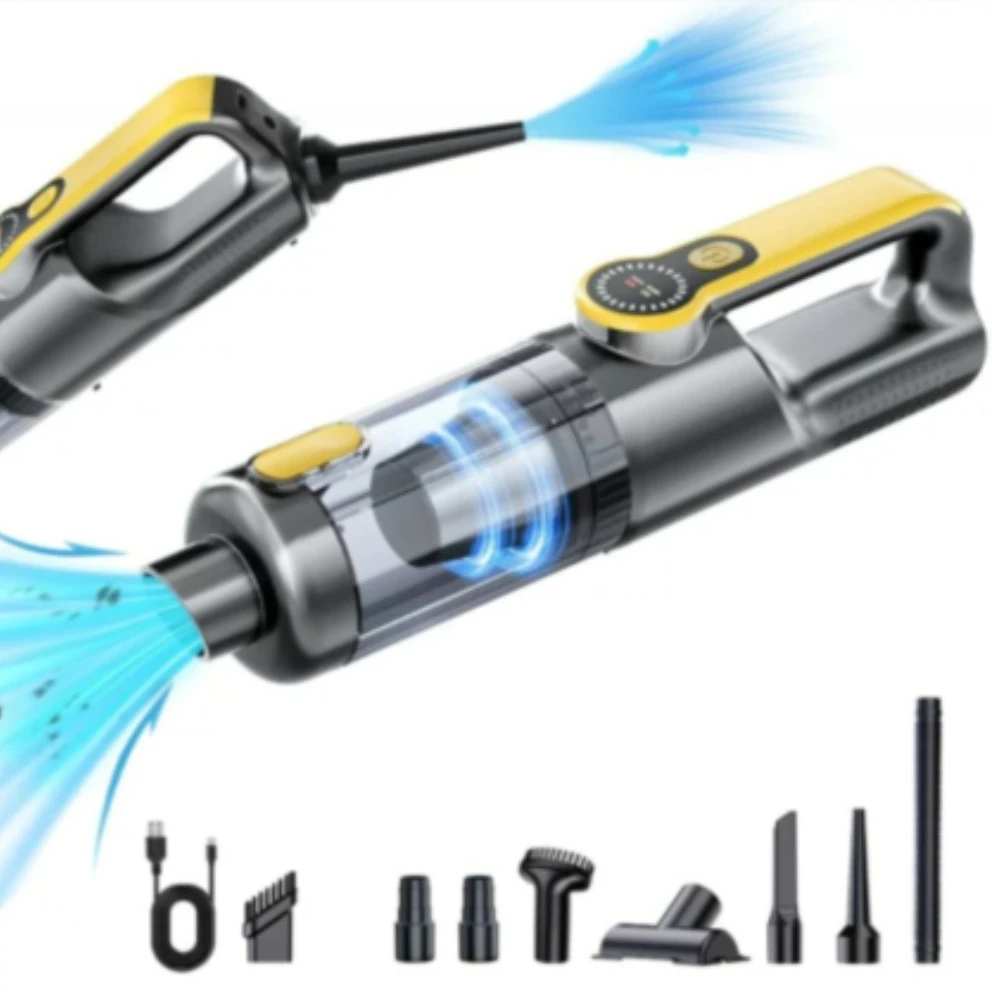 Cordless Handheld Vacuum Cleaner for Automotive and Household Use — 17,000 Pa Suction Rechargeable Integrated LED Illumination