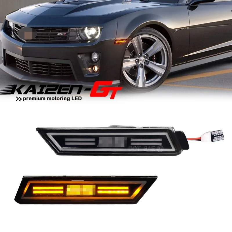 

Front Amber / Rear Red SS Logo LED Bumper Reflector Side Marker Light For Chevrolet Camaro 2010-2015 Turn Signal Sidemarker Lamp