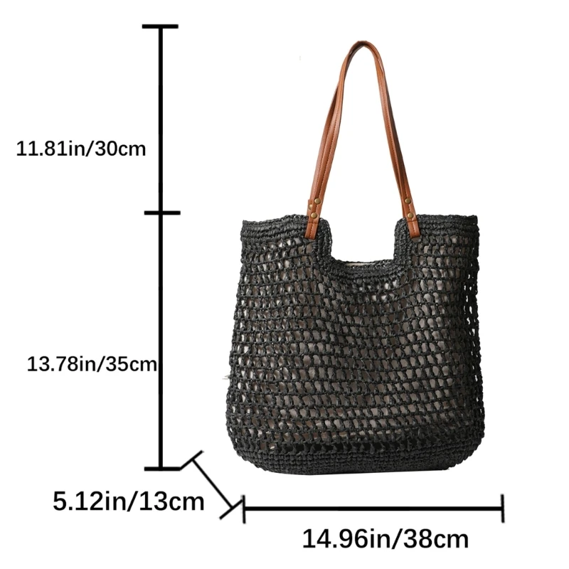 Women Straw Hobo Bag Fashion Beach Bag Large Capacity Handbag Purse Hollows Out Shoulder Bag Girls Weaving Vacation Bag