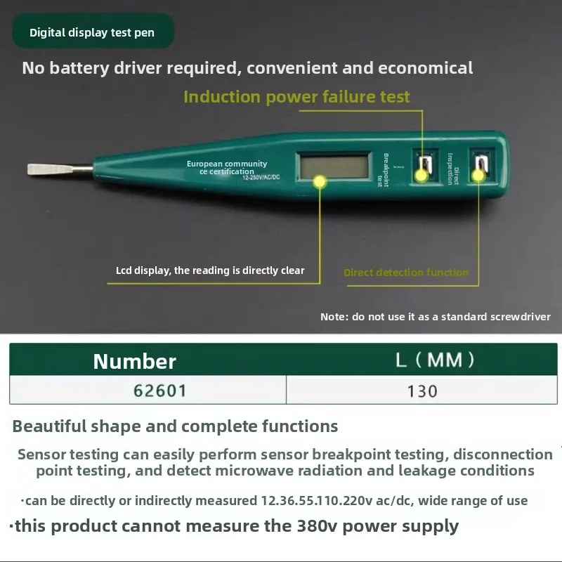 SATA Non-contact Digital Multifunctional Voltage Tester with High Precision for Electricians Circuit Detection 62601