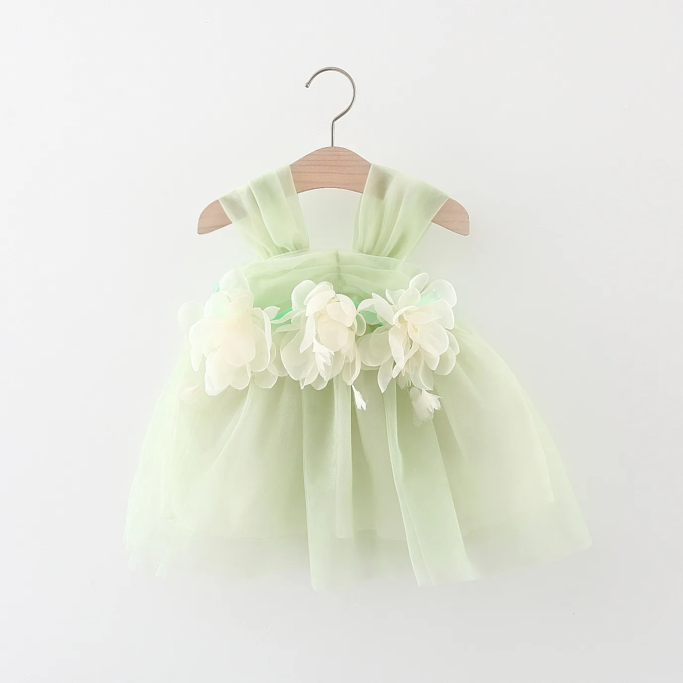 Summer New Baby Girl Dress Sweet Solid Color Sheer Children'S Clothing (9 Months -3 Years Old)