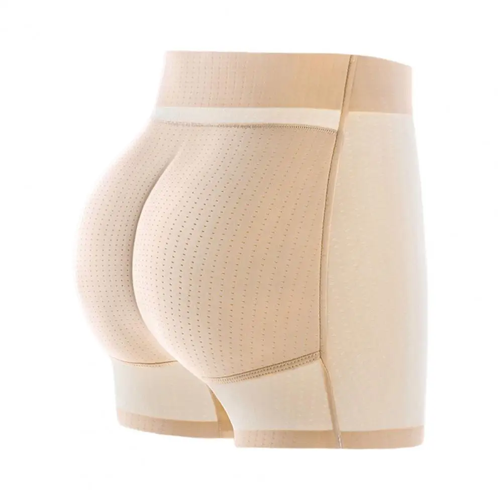 Women Underpants Hollow Mesh Patchwork Tummy Control High Waist Plump Curves Fake Butt Padded Butt Enhancer Sponge Hip Pad