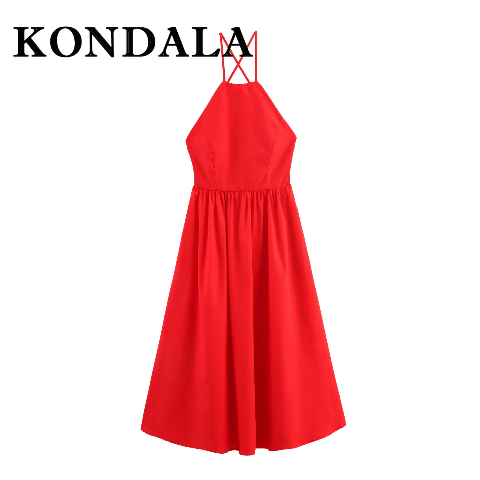 ชุดเดรสยาว KONDALA สีดำ ดีไซน์เก๋ หรูหรา เซ็กซี่ สำหรับผู้หญิง ฤดูร้อน 2025 เปิดหลัง คอเสื้อแบบผูก  แฟชั่นสำหรับงานกลางคืน ปาร์ตี้ งานวันเกิด