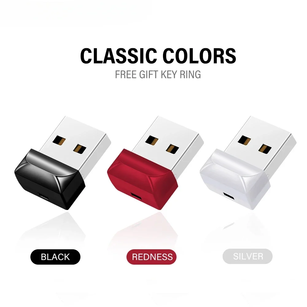 Super Mini USB Flash Drive 64GB Free Chain Pen Drive 32GB Creative Gift Memory Stick Red White Black Pendrive 16GB Real Capacity