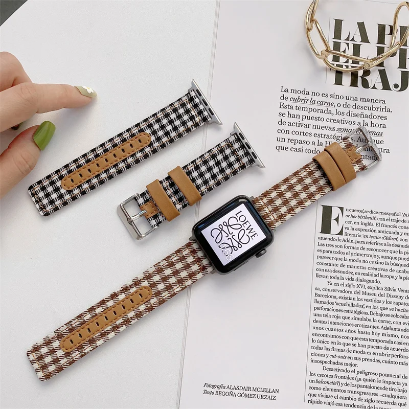 Leather+Nylon strap For Apple watch series 8 7 41mm 45mm 42mm correa 38mm bracelet iWatch ultra 49mm 3 4 5 6 se band 44mm 40mm