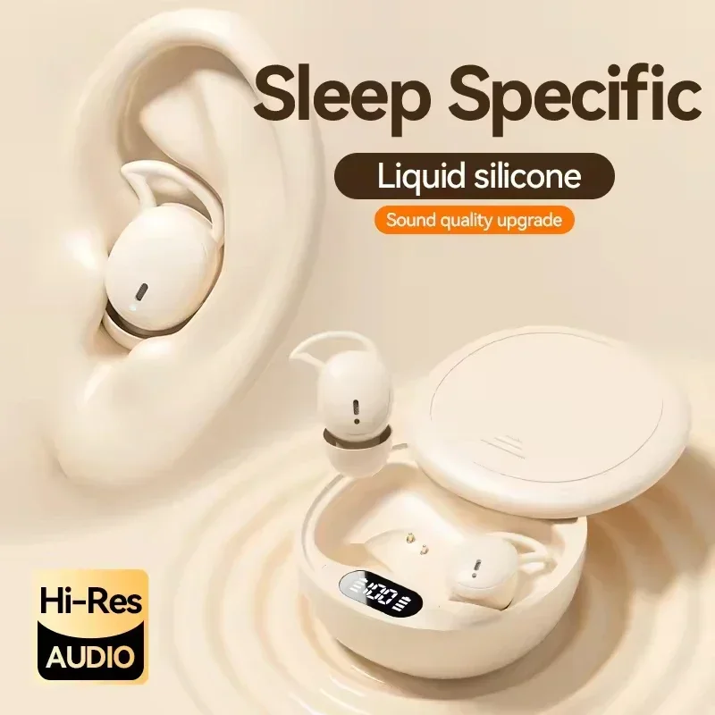 Cubierta deslizante, auriculares de silicona pequeños y suaves para viajes, Hotel, aviación, descanso, música para dormir, inalámbricos, Bluetooth, para dormir