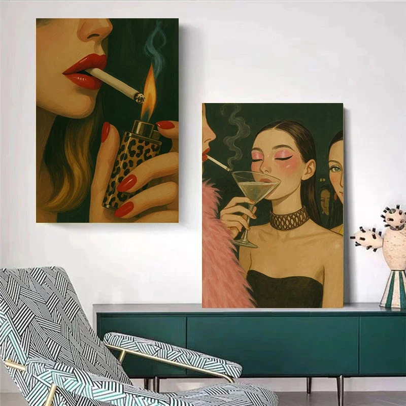 الموضة الحديثة المؤنث الملصقات جريئة الصفاء Vintage الملابس الداخلية يطبع حائط لوح رسم الفن صور ديكور غرفة المعيشة المنزلي #3