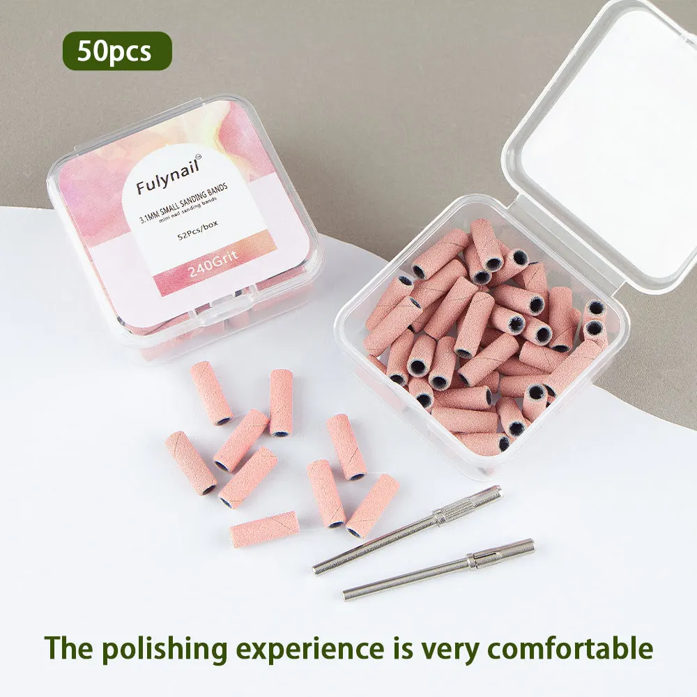 52pcs/set 3.1mm Mini Small Nail Sanding Bands Electric Machine Nail Drill Bits UV Gel Acrylic Polish Remover For Nails Accessory