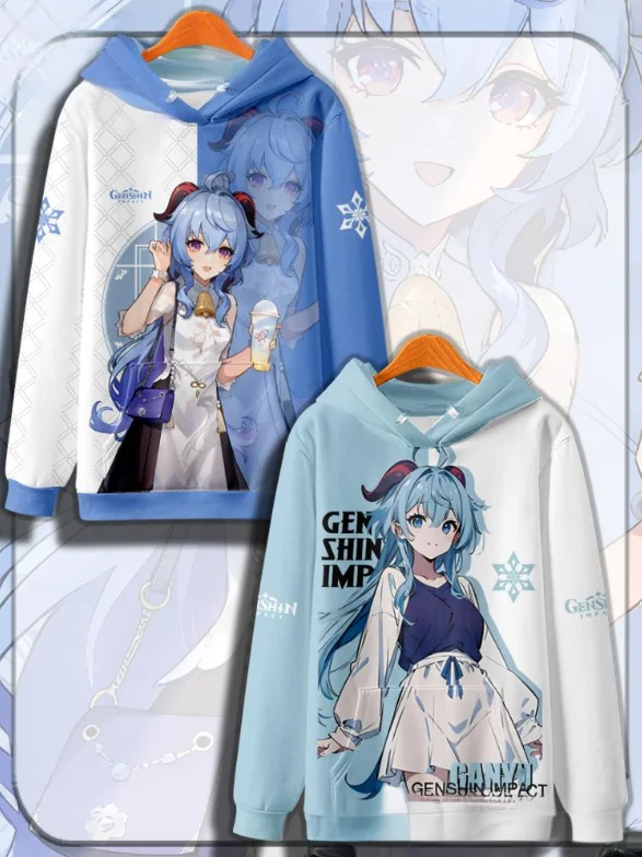 Game Genshin Impact Ganyu Hoodies Male 3D Print Anime Sweatshirts Man Women Tracksuit Y2k Pullover Coat Oversized Men's Clothing