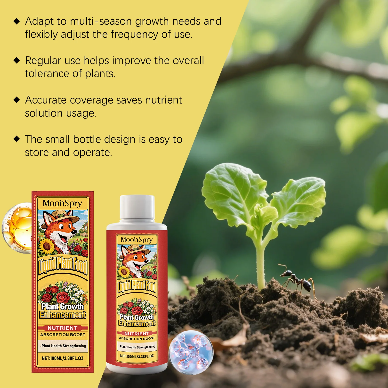 MoonSpry 100ml Universal Plant Nutrient Solution for Home Horticulture Potted Flowers Root Feed Supplement