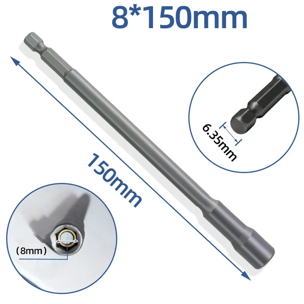 Juego de herramientas de destornillador métrico de tornillo de 150mm de largo, 6mm-19mm, adaptador de broca de 5 a 13mm, vástago Hexagonal, tuerca hexagonal, herramienta de tornillo