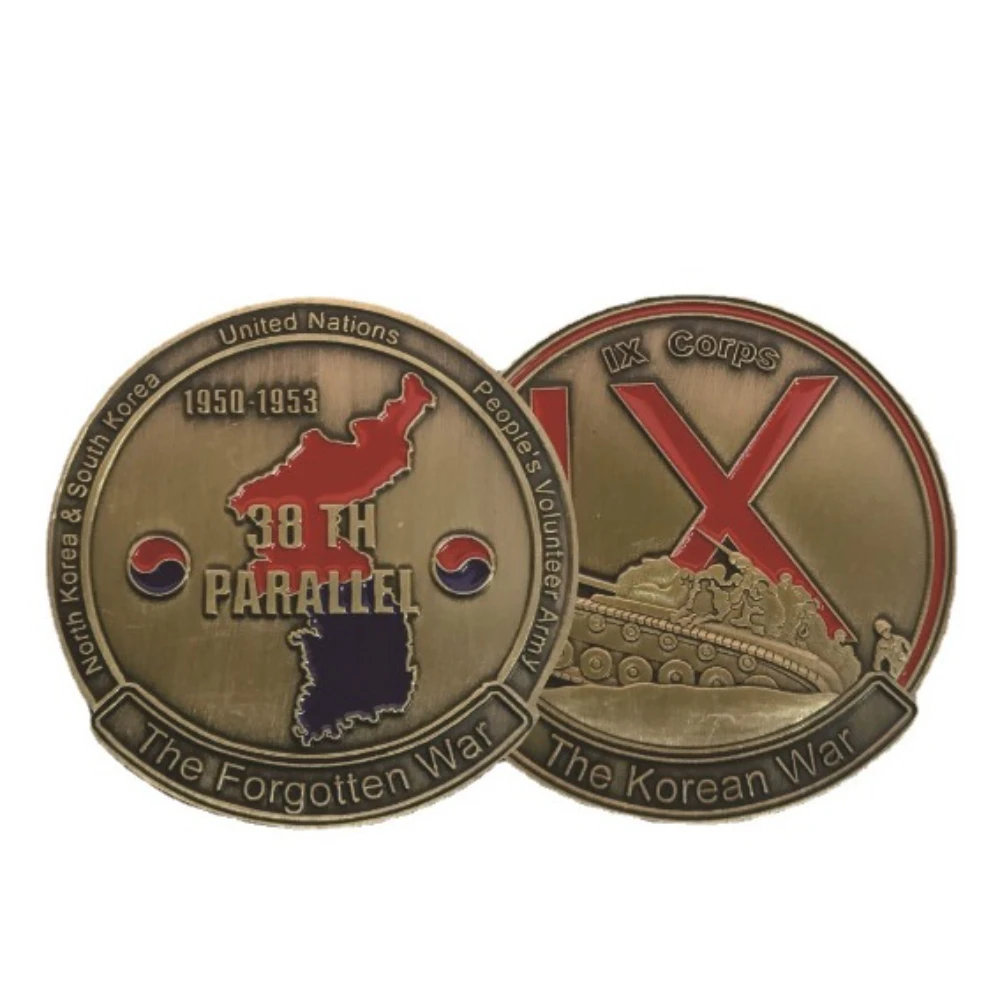 الحرب الكورية (1950-1953) الحرب المنسية 38TH الموازية النحاس مطلي تذكارية عملة الولايات المتحدة. الجيش التاسع عملات تذكارية