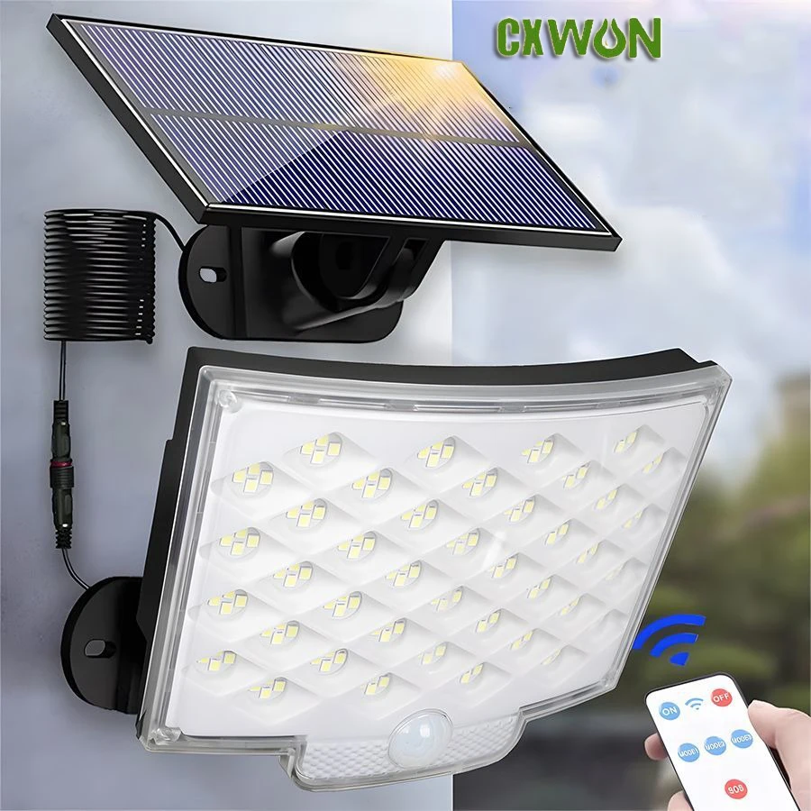 Solar Panel Led Headlights Waterproof 160LED Split with Motion Sensor Flood Lamp Remote Security Wall Light for Garden Fence