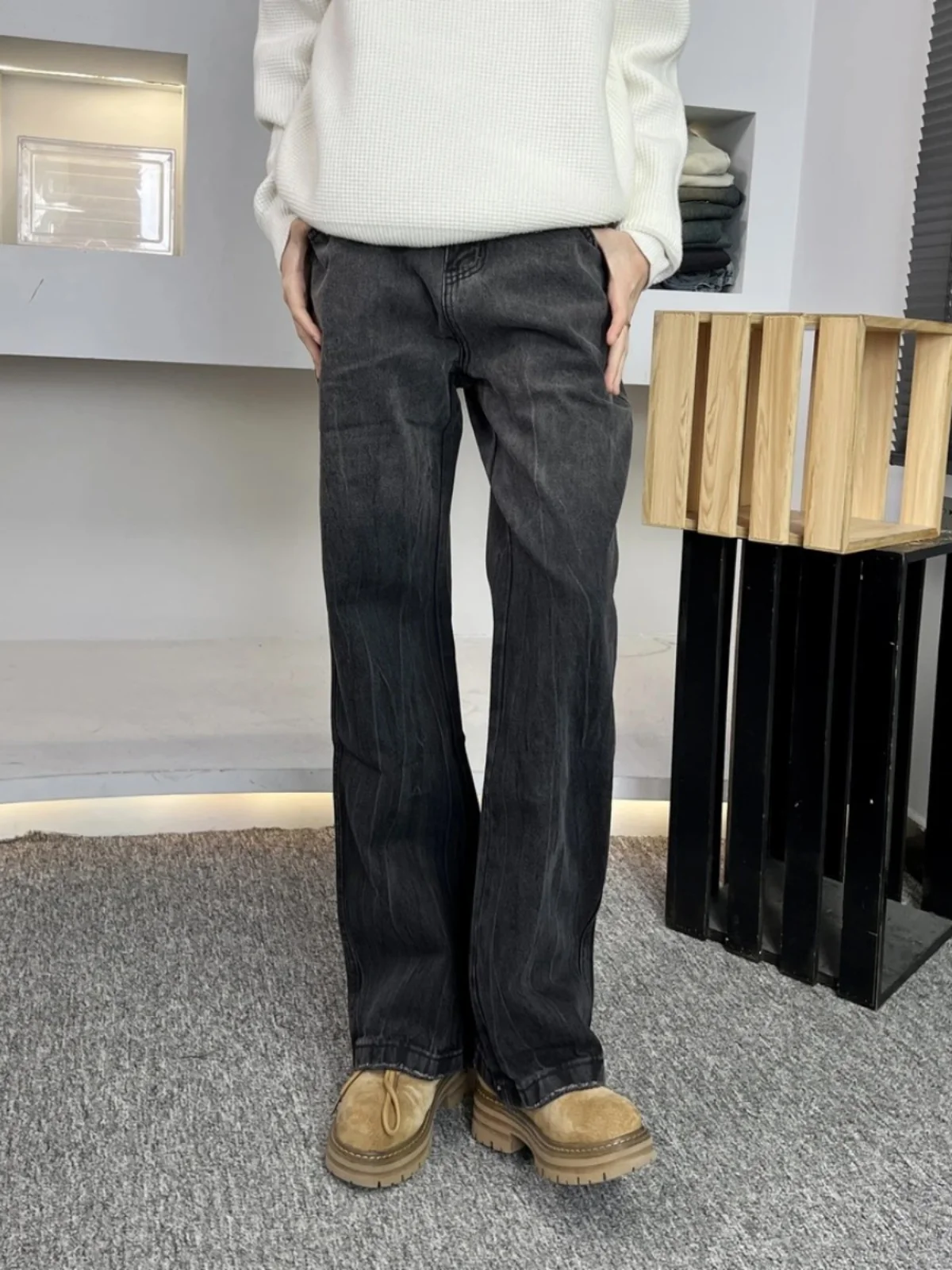 

Мужские джинсы Bla ey Waed прямого кроя, расклешенные брюки Cleanfit, молодежные модные длинные джинсы из денима, на все сезоны