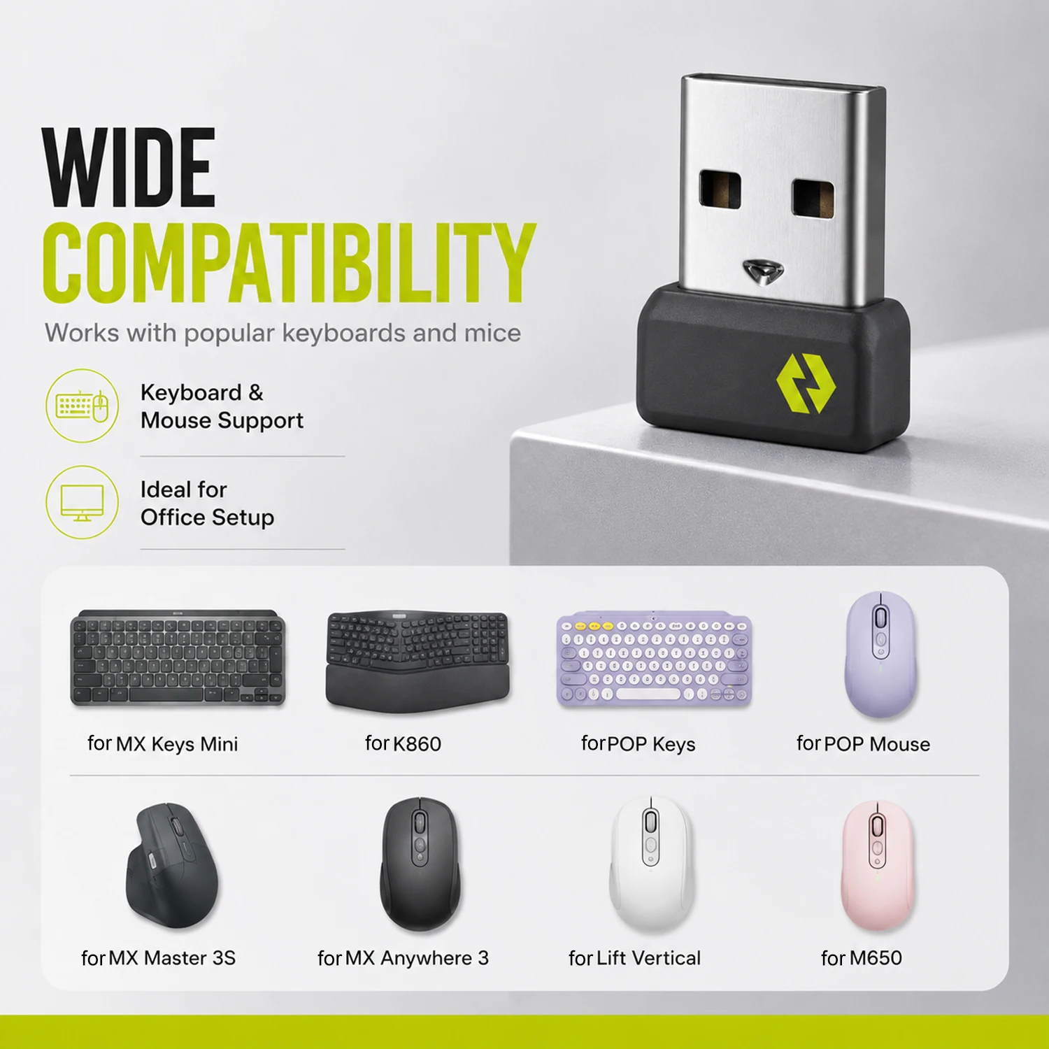 USB Receiver For Logitech Bolt Adapter - Multi Device Receiver For MX Keys Mini, POP Keys Keyboard / Mouse, K860, M650 image 3