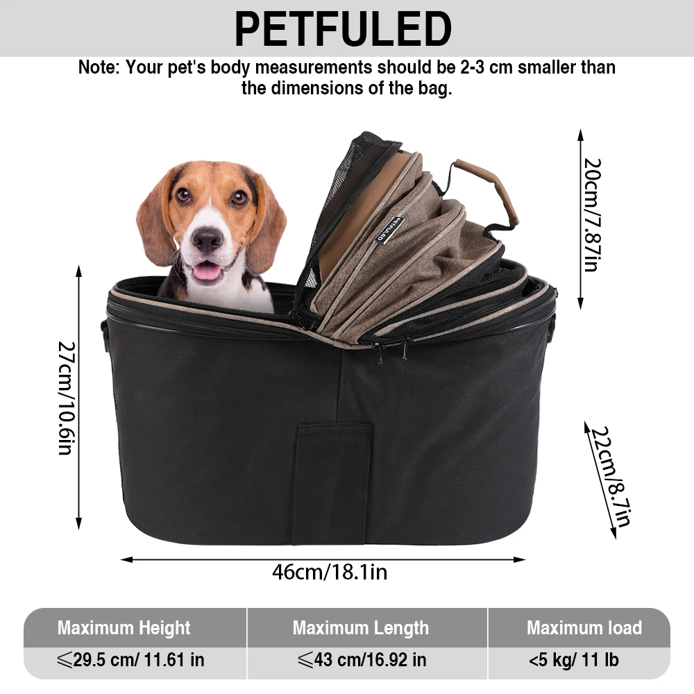 Cesta trasera para perro en bicicleta – Asiento acolchado y seguro