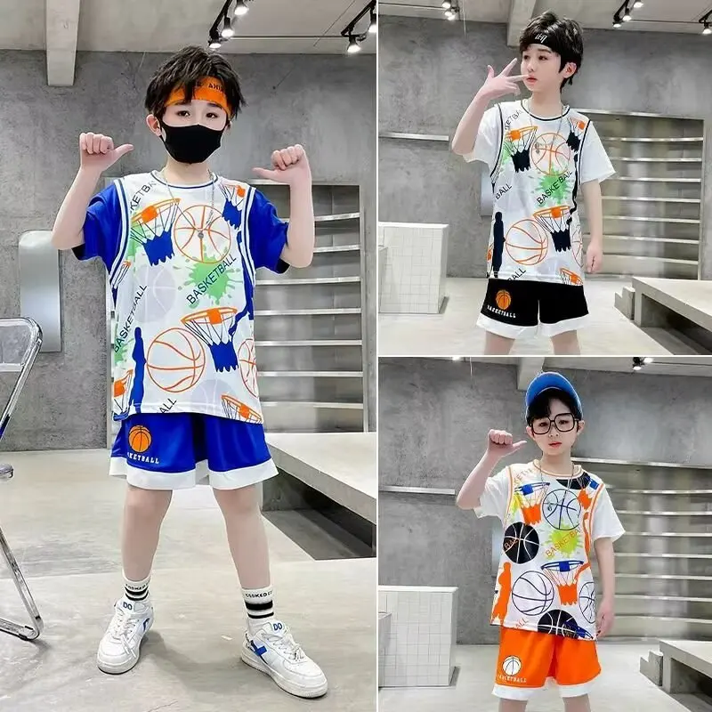 Kids Basketball Jersey Suits Quick-drying Fashionable Children Team Training Uniform Boy and Girls Shirt Sportswear Clothings