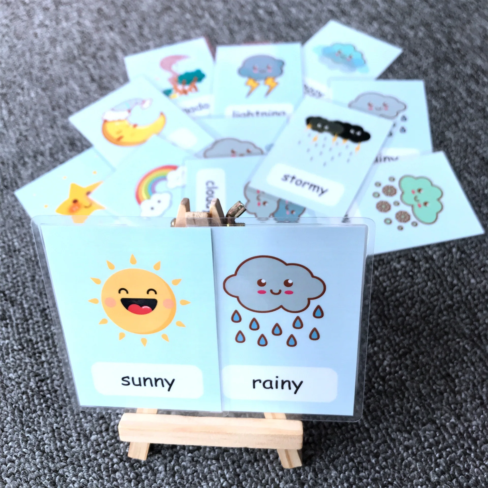 Montessori Kids English Words Learning Flashcards Early Educational Cards Classroom Supplies Kindergarten Teacher Teaching Aids